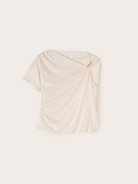 Tricou laminat cu decolteu asimetric