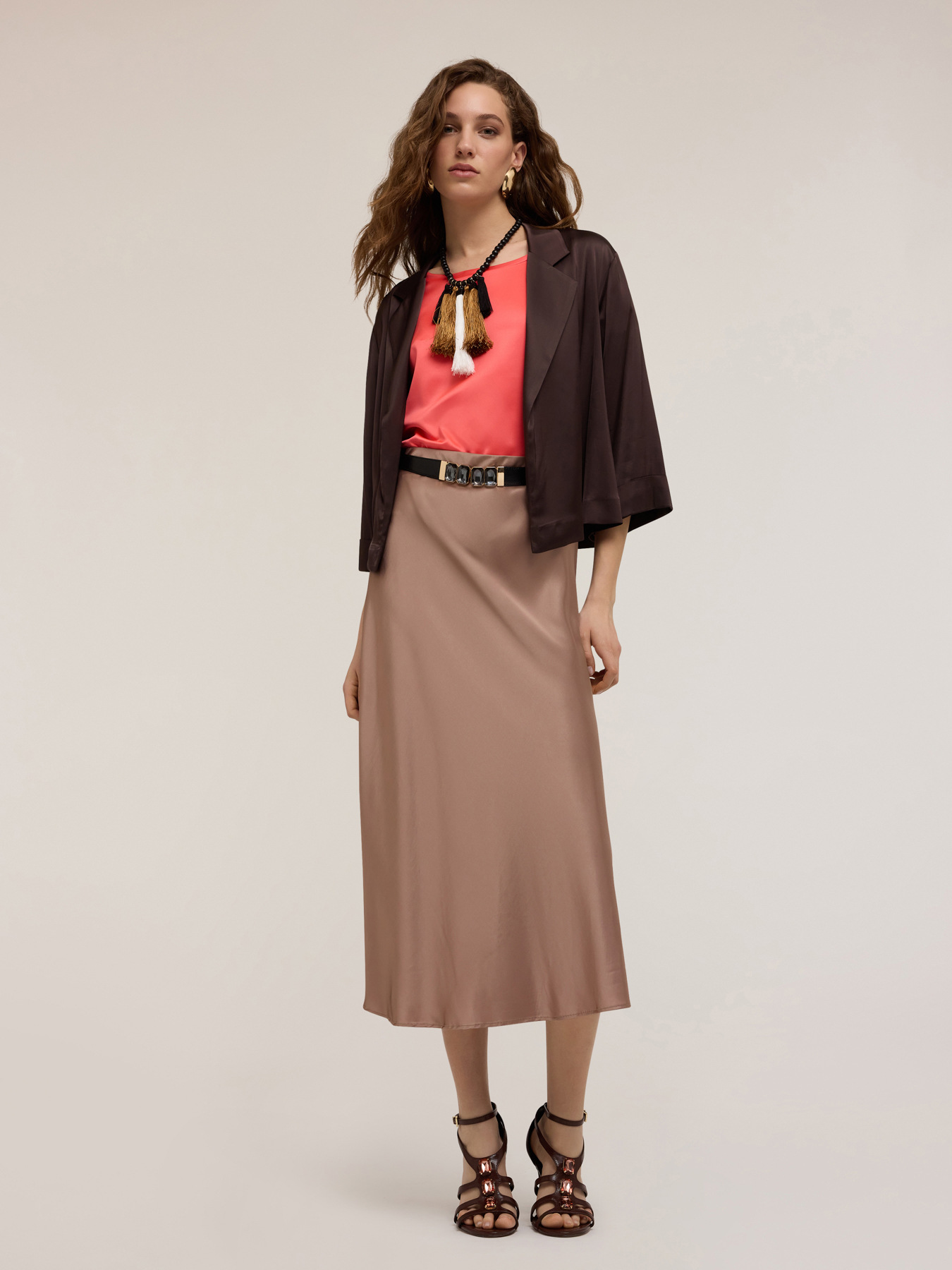Satin midiskirt image number 0