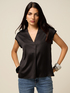 Two-material V-neck T-shirt image number 0