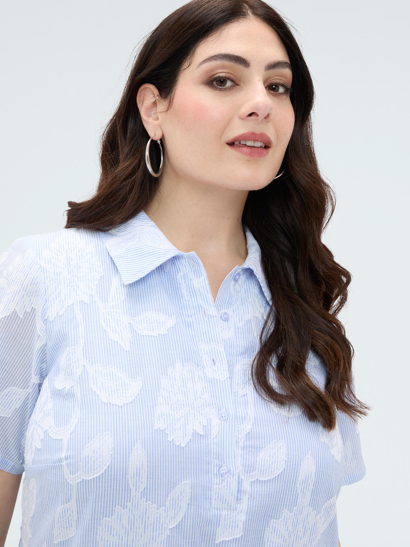 Robe longue chemise en coton jacquard image number 4