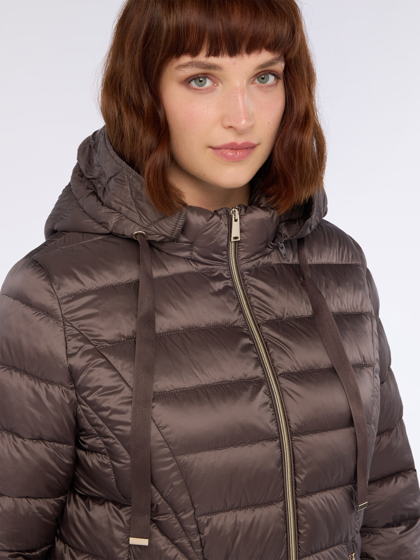 Long down jacket with detachable hood image number 3