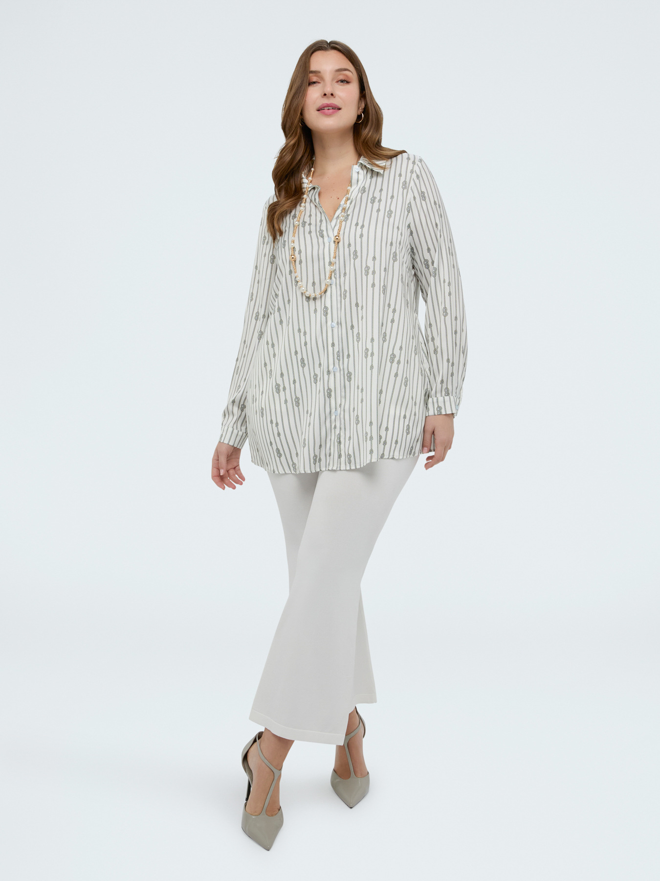 Camicia fantasia a righe con nodi image number 0