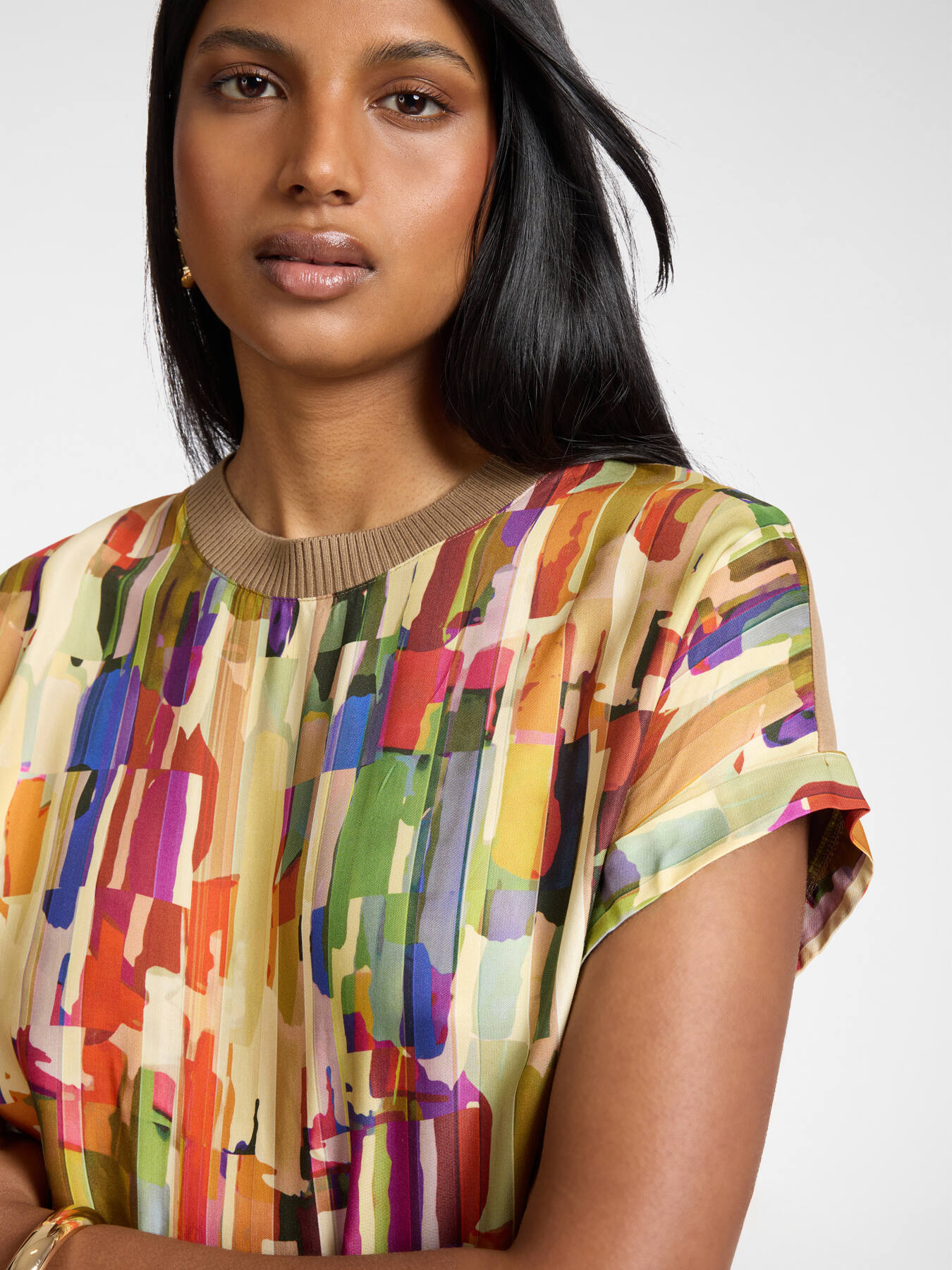 T-shirt in due tessuti con stampa image number 3