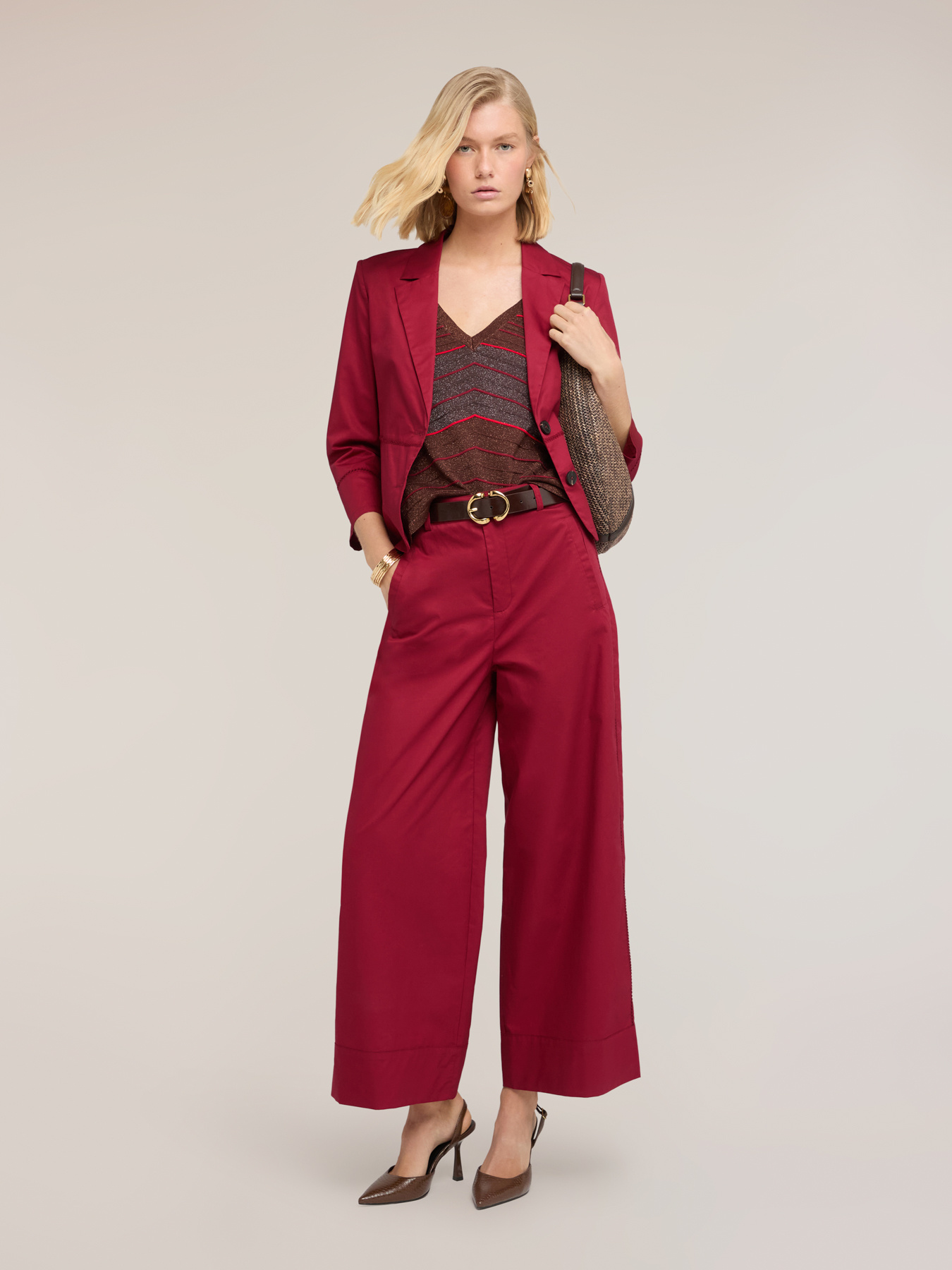 Blazer din twill de bumbac cu ajour&eacute; image number 2