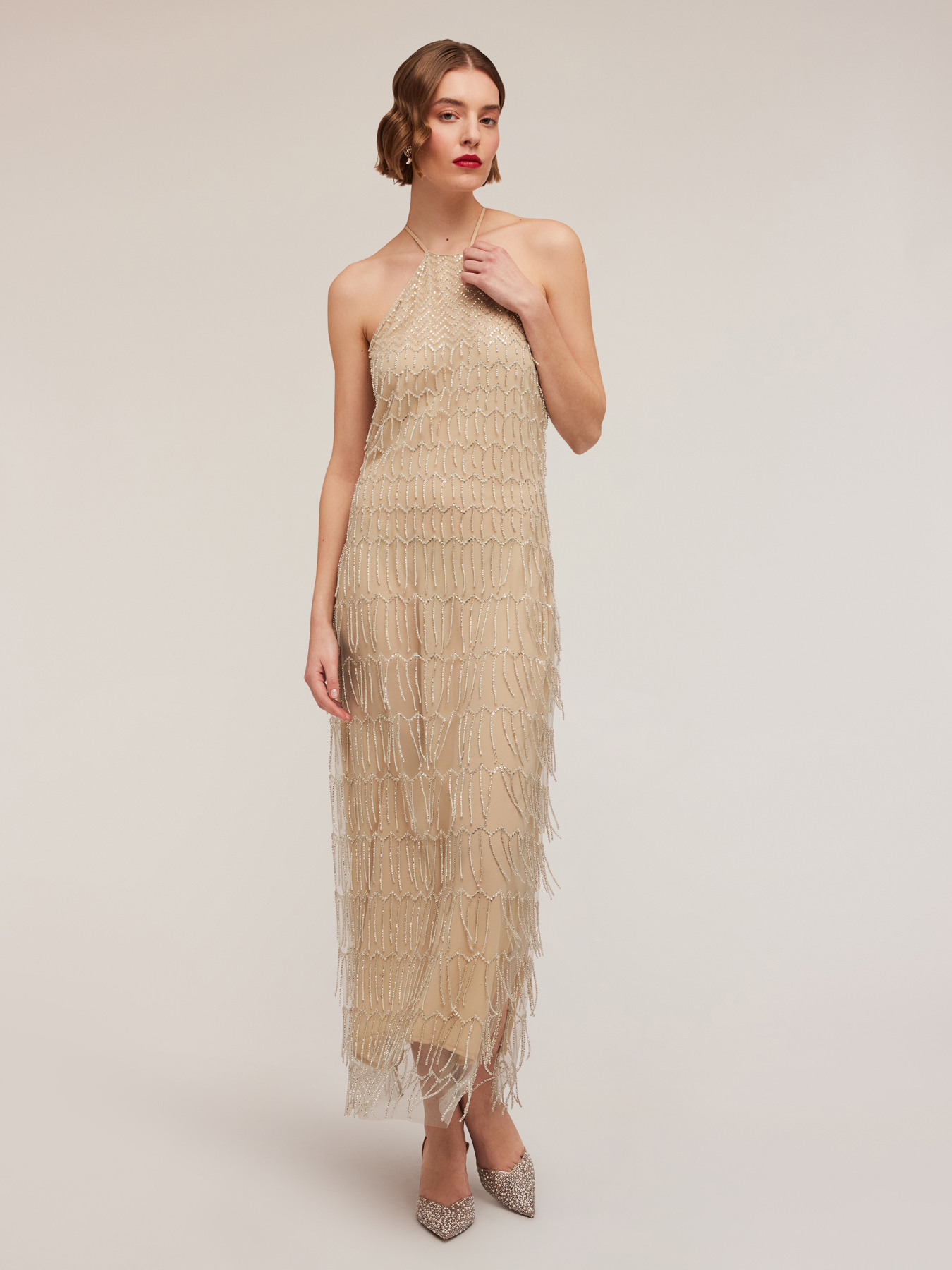Embroidered dress with fringes image number 1
