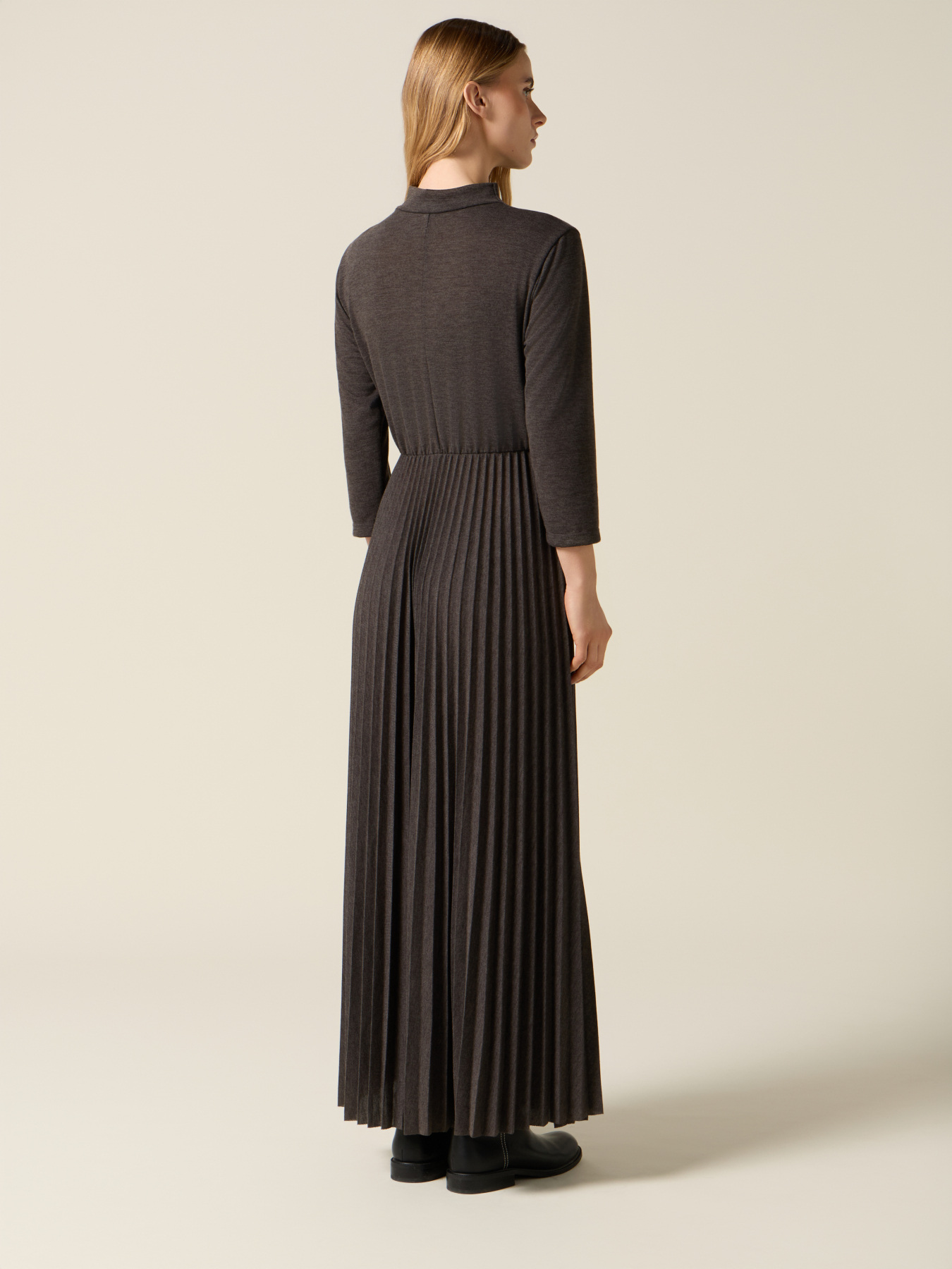 Vestito flare misto viscosa con spilla image number 1