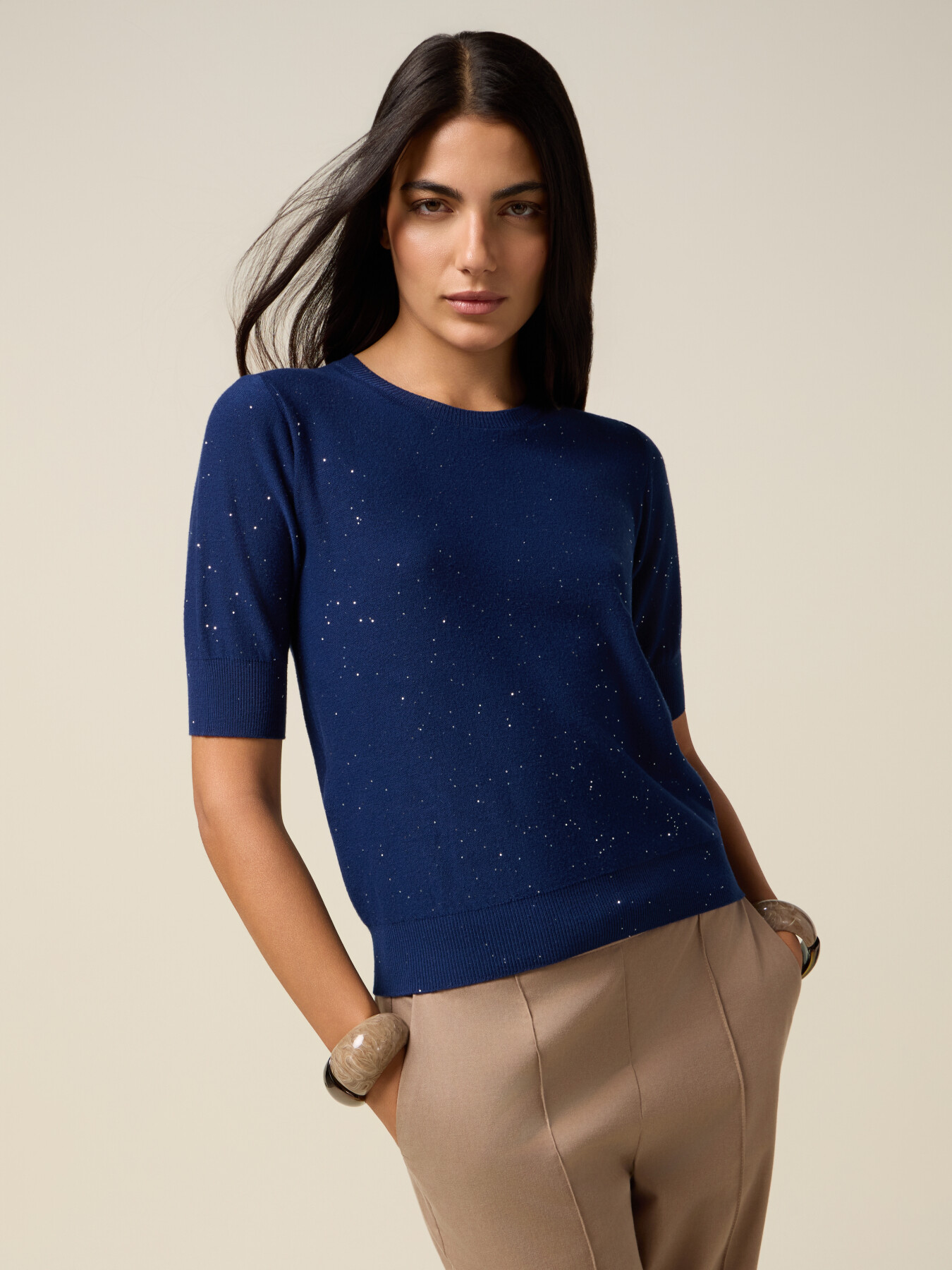 Mixed viscose sweater with sequins image number 0
