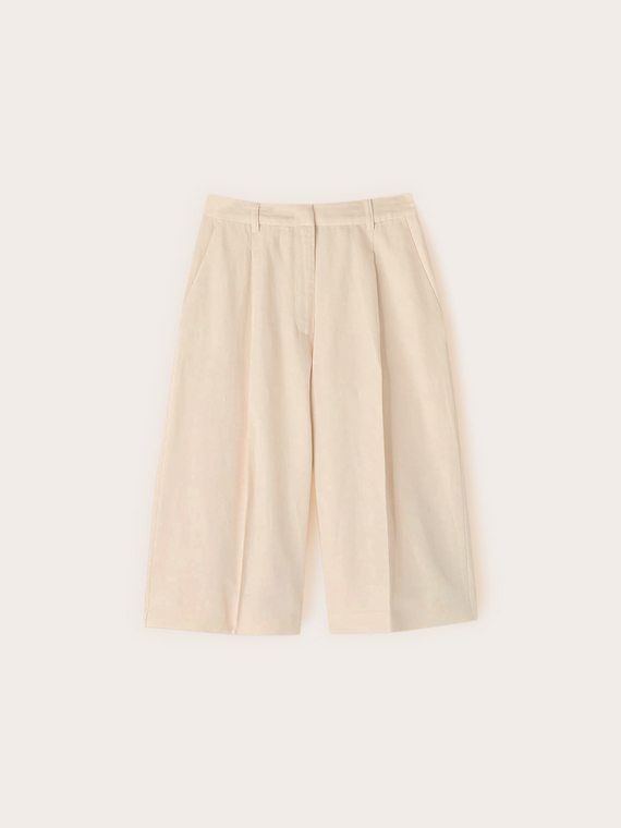 Long linen blend Bermuda shorts