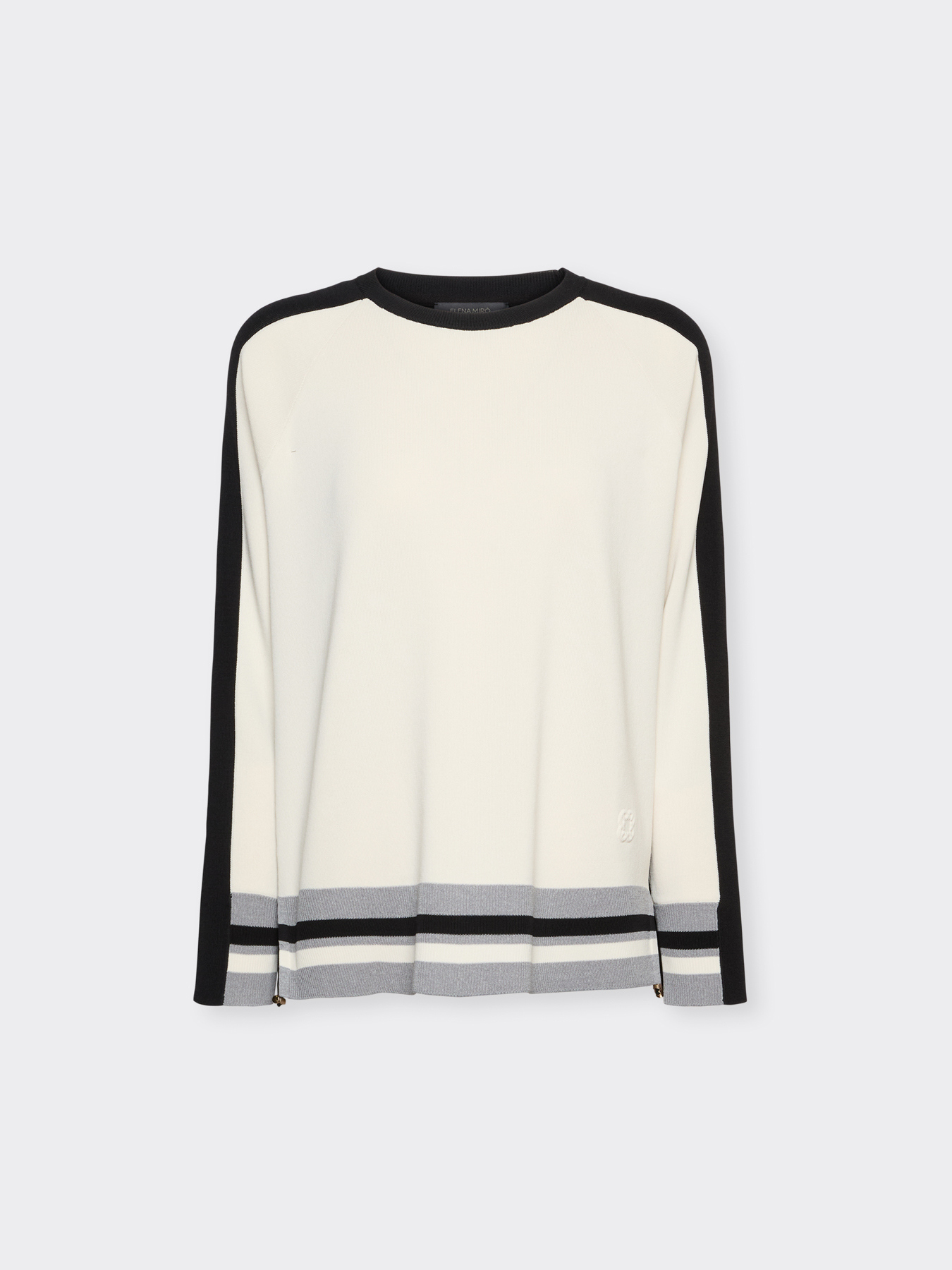 Pullover aus Viskosemischung mit gestreiften R&auml;ndern image number 4