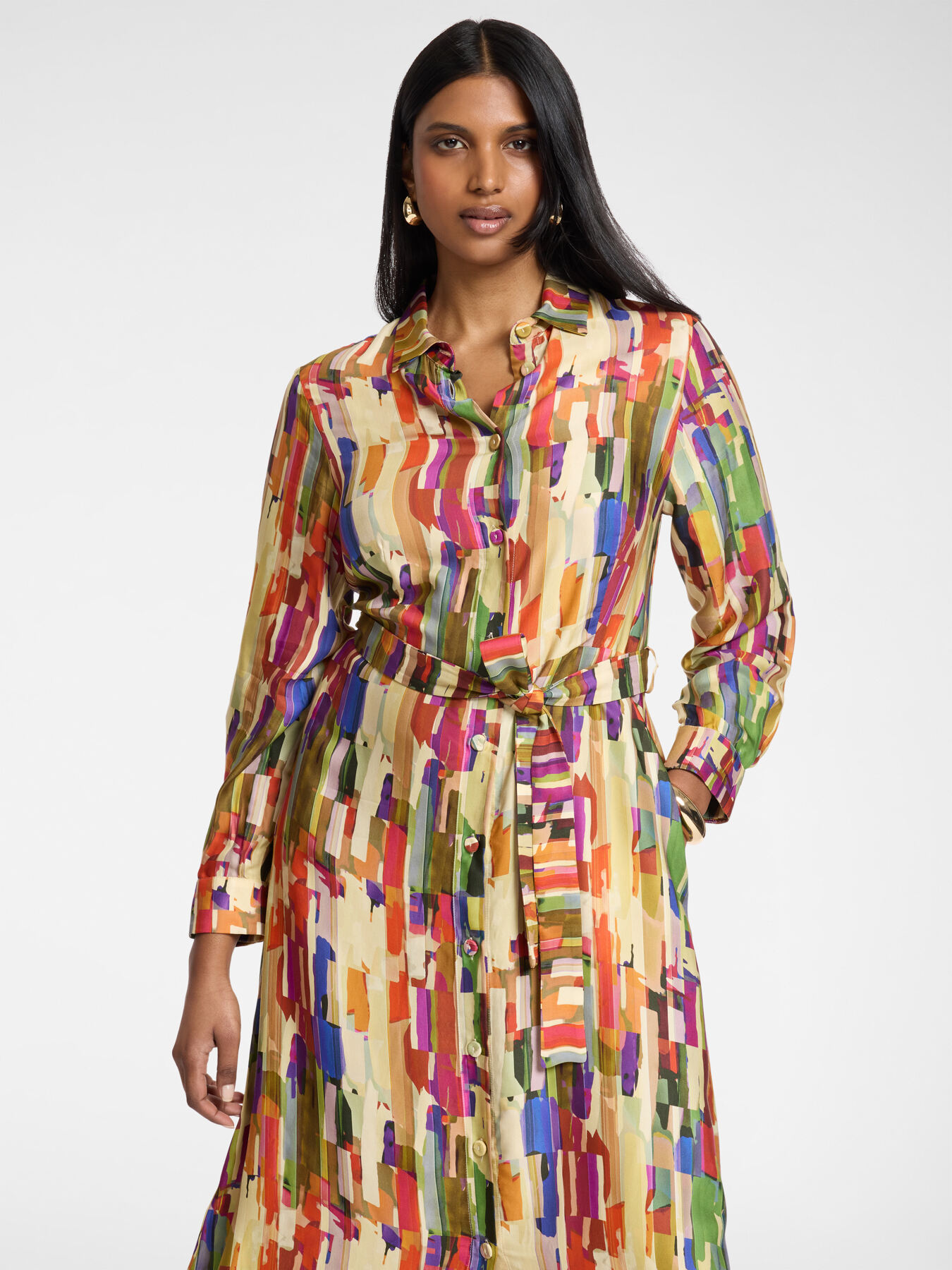 Printed shirt dress image number 2