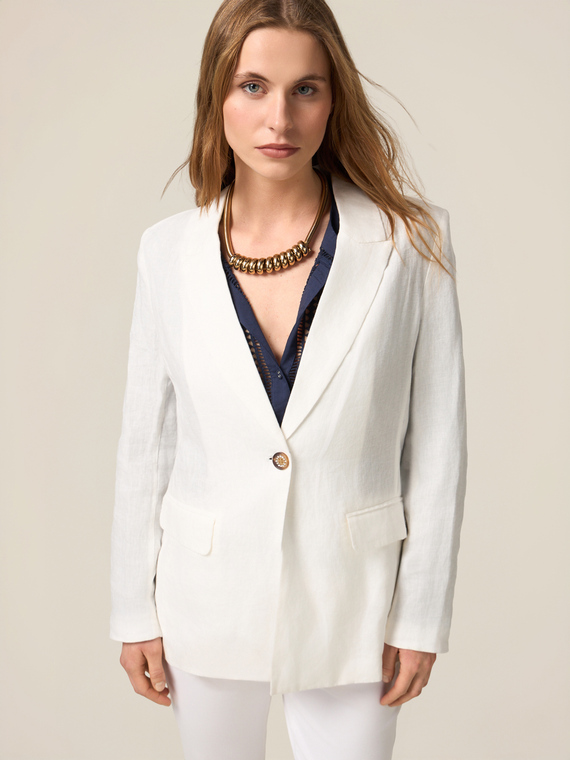 Single-breasted linen blazer