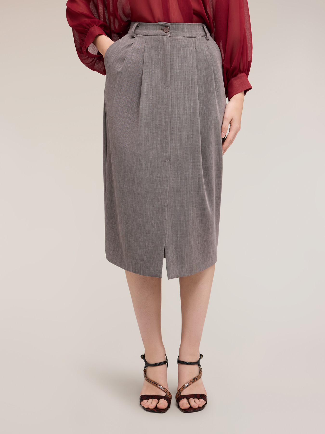 Midi pencil skirt with pleats image number 2