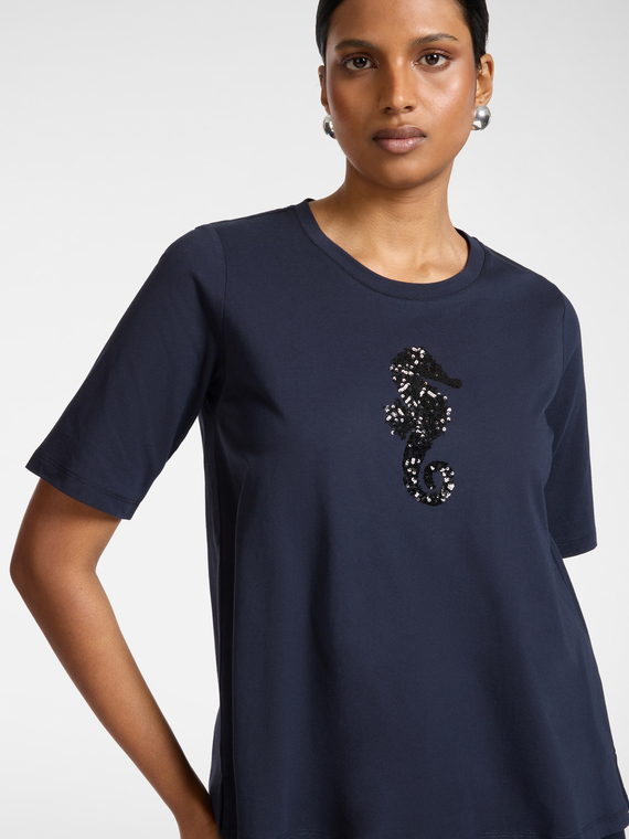 T-shirt cotone con paillettes
