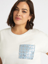 T-shirt with sequin-embroidered denim pocket image number 2