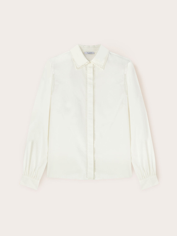Shirt with crochet embroidery