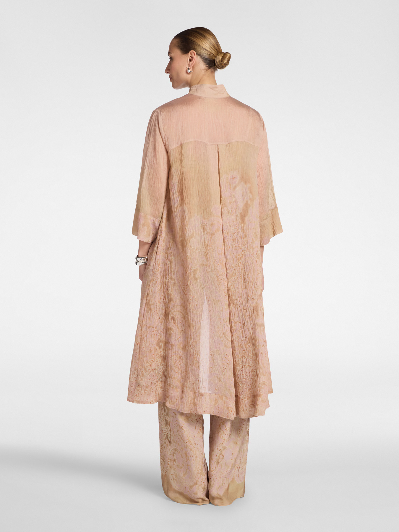 Long shirt in printed organza image number 1