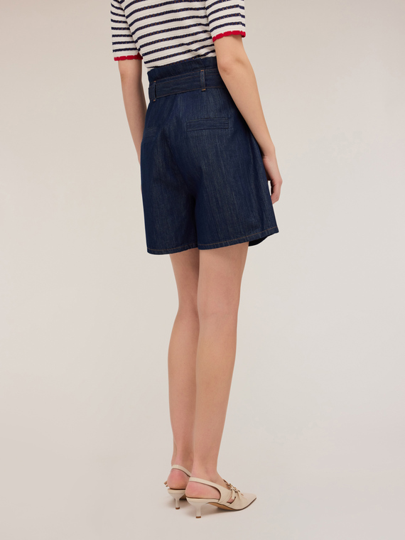 High-waist denim shorts