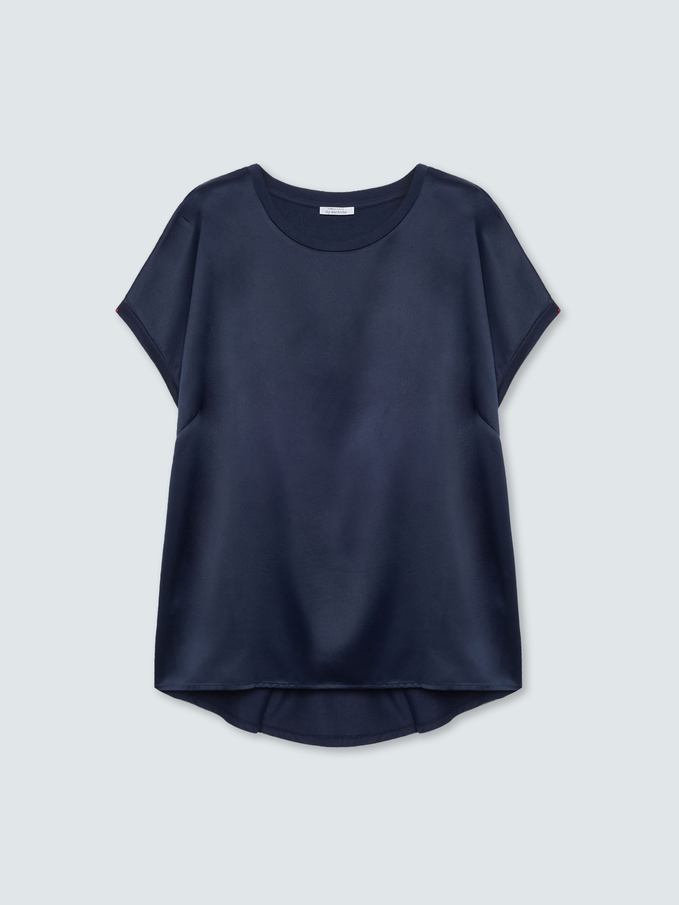 Two-material T-shirt with round neckline image number 4