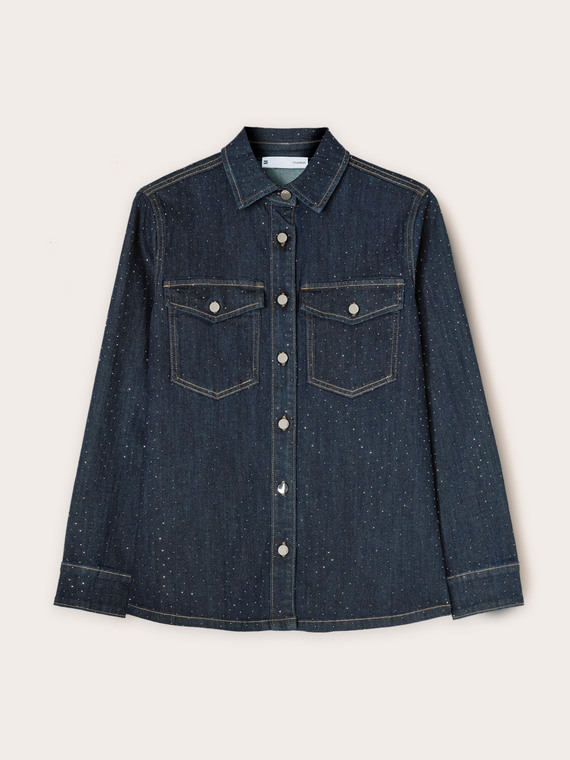 Denim shirt with micro studs