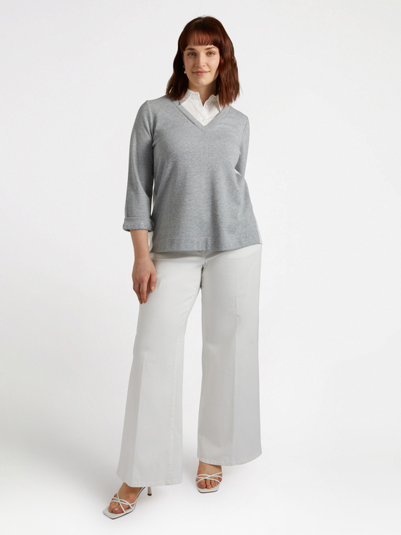 Sweatshirt mit Hemdkragen