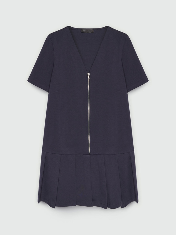 Vestito corto con zip e pieghe
