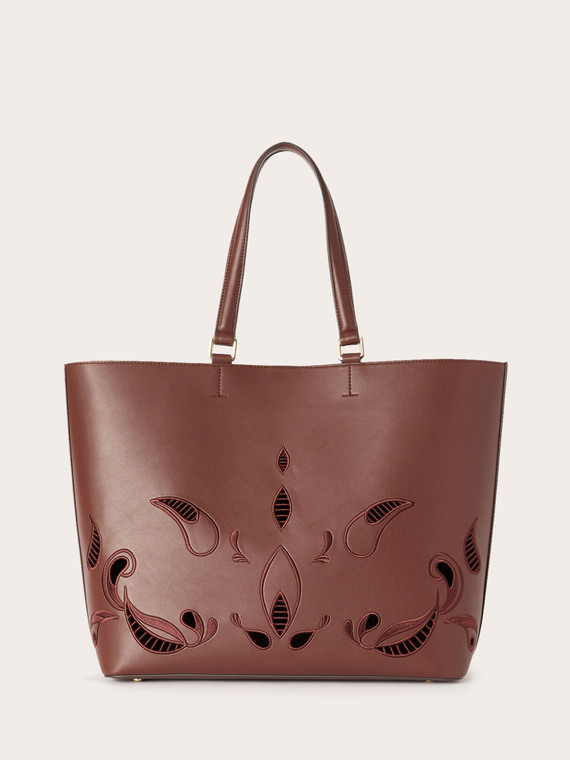 Shopping bag ricamata con manici