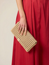 Woven clutch with metallic detail image number 0