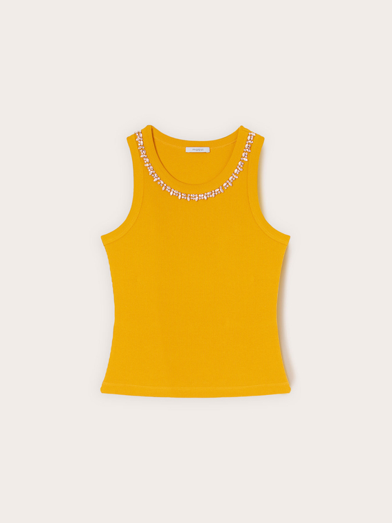 Top with rhinestones on the neckline
