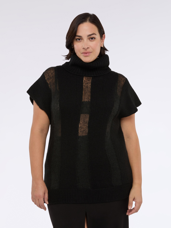 Chaleco con cuello alto y transparencias
