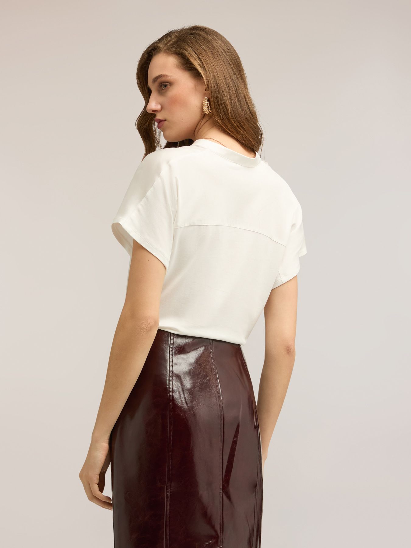 Satin T-shirt with henley neckline image number 1