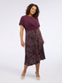 Vestido flare bimaterial con estampado image number 2