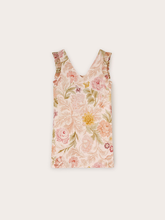 Jacquard effect mini dress with floral print