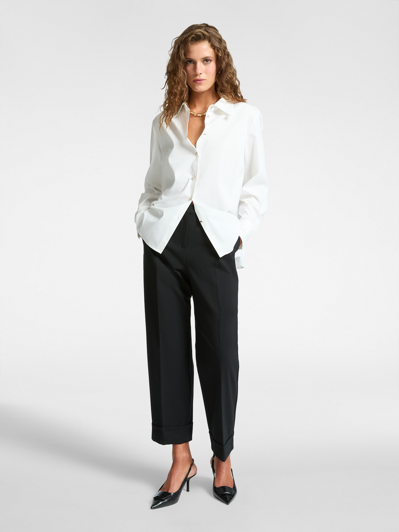 Wide leg trousers with cuffs image number 0