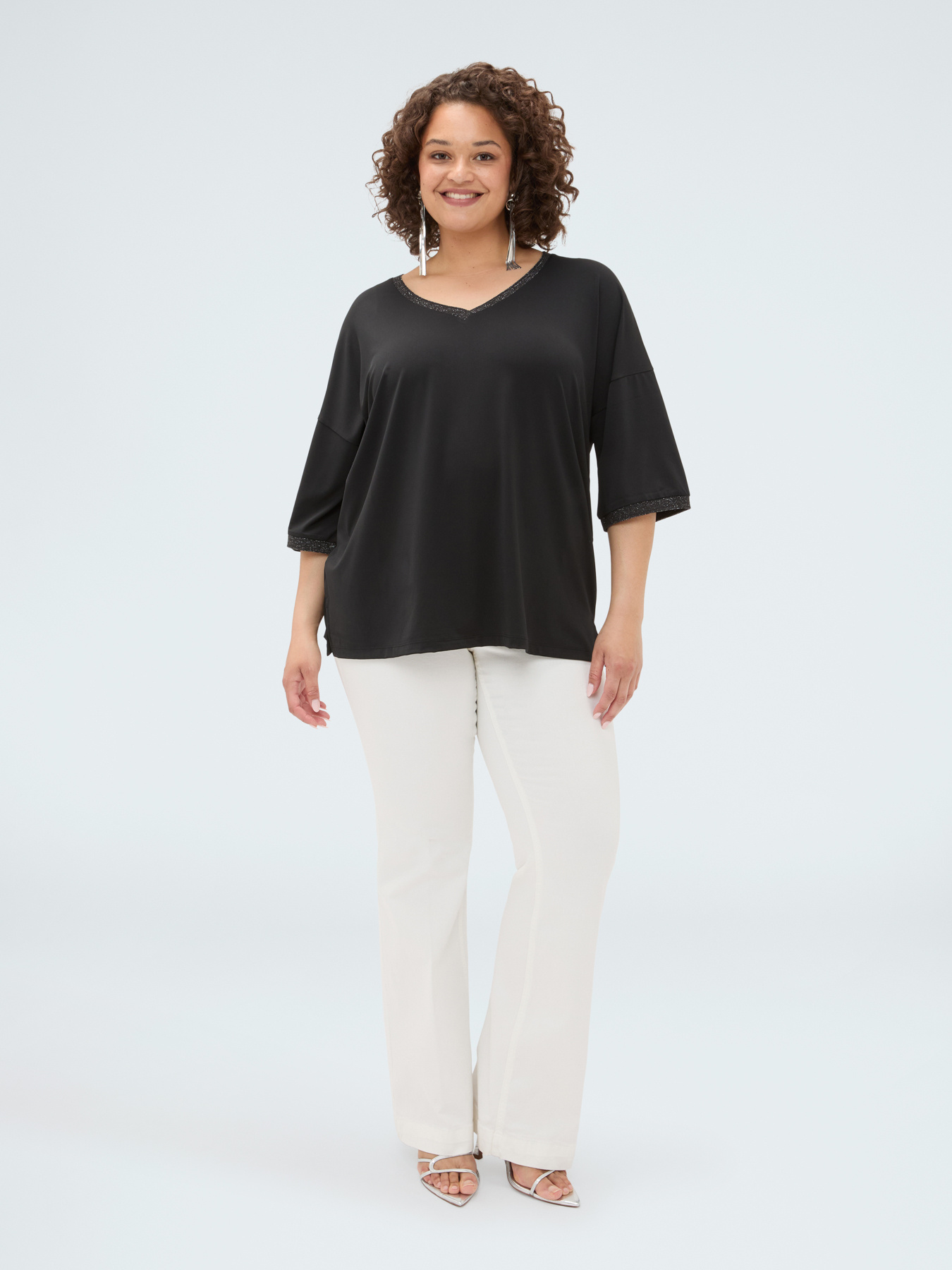 Jersey t-shirt with lurex trim image number 2