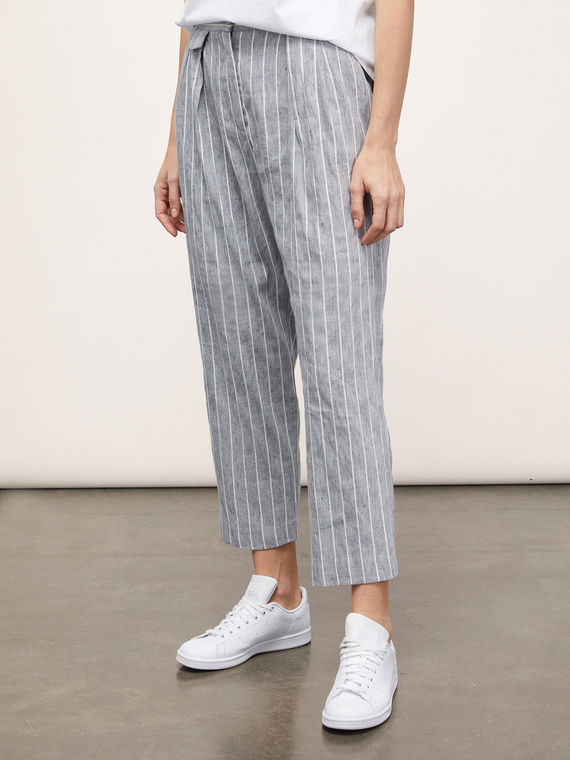 Pantalón chinos de lino a rayas