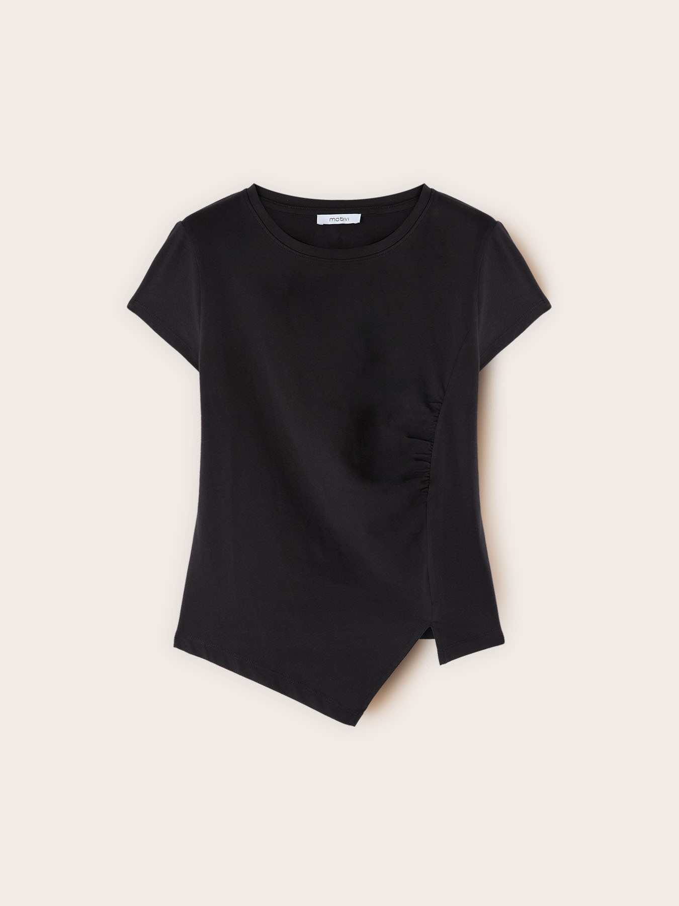 T-shirt with asymmetric side draping image number 4
