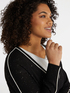 Cardigan con bordi bianchi e micro paillettes image number 2