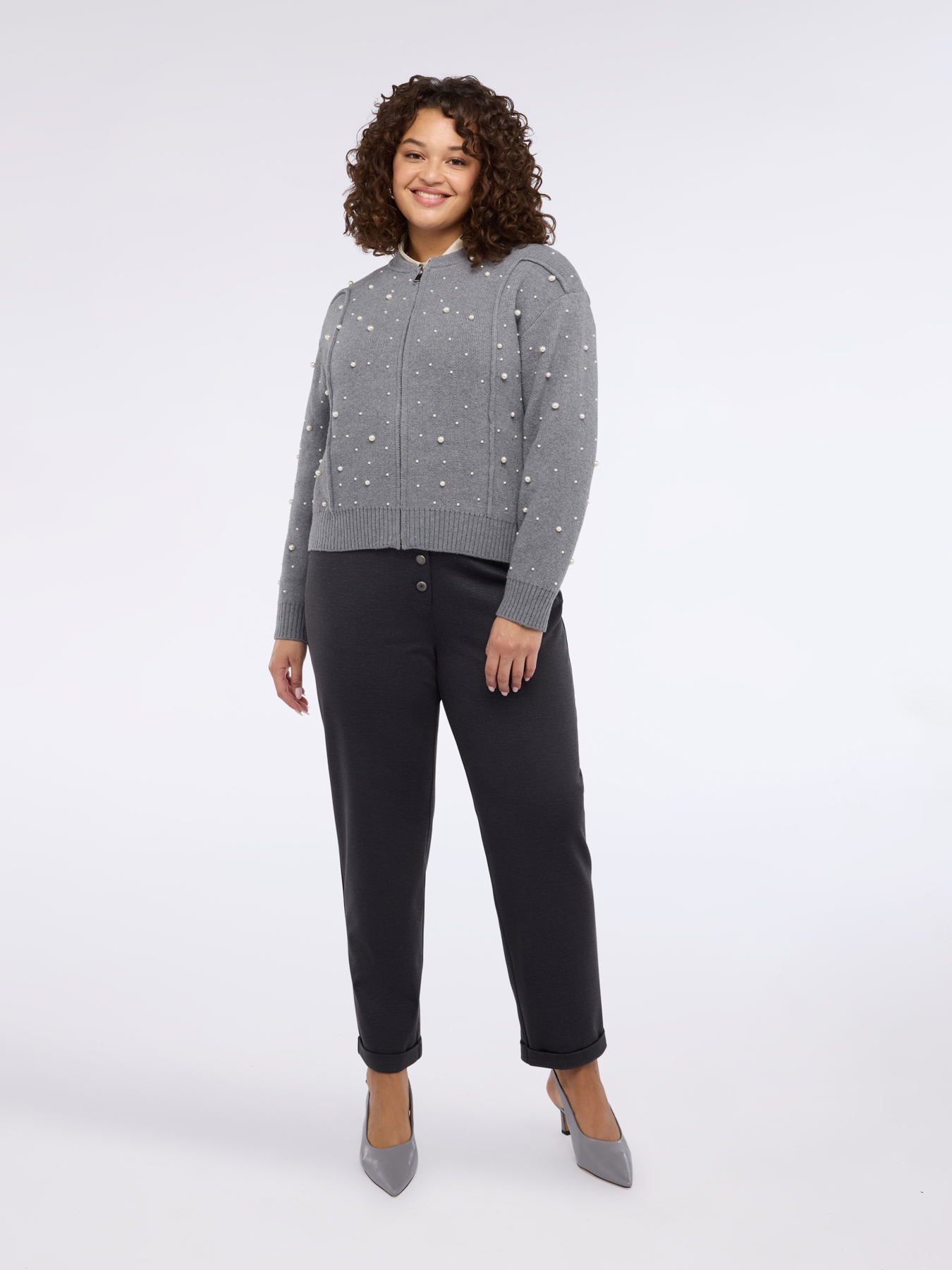 Pearl-decorated cardigan image number 0