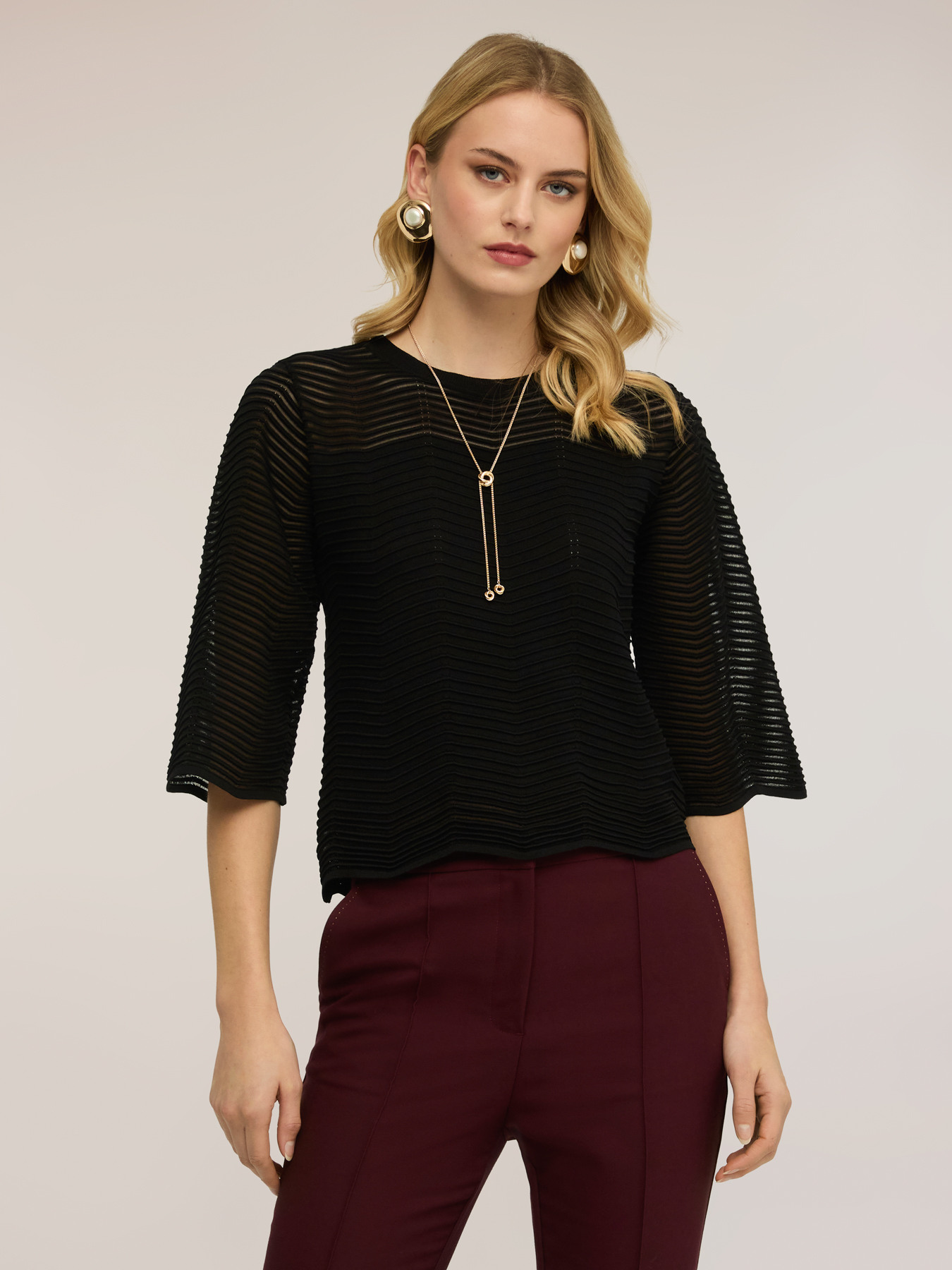 Openwork viscose blend sweater image number 0