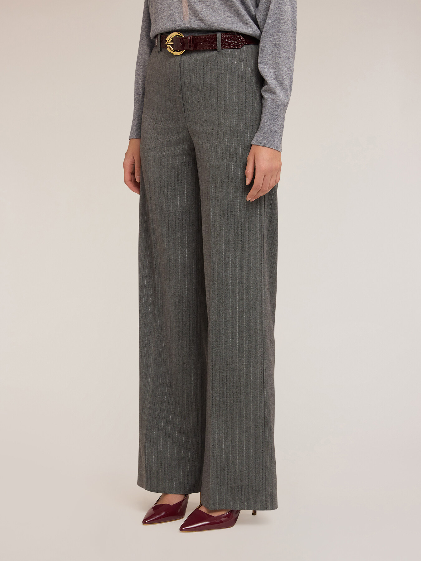 Pinstriped palazzo pants with lurex image number 2