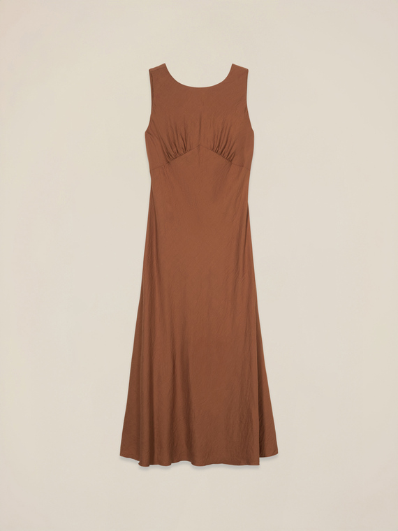 Fluid long dress with draping