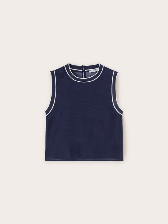 Lyocell blend top with ribbed trims