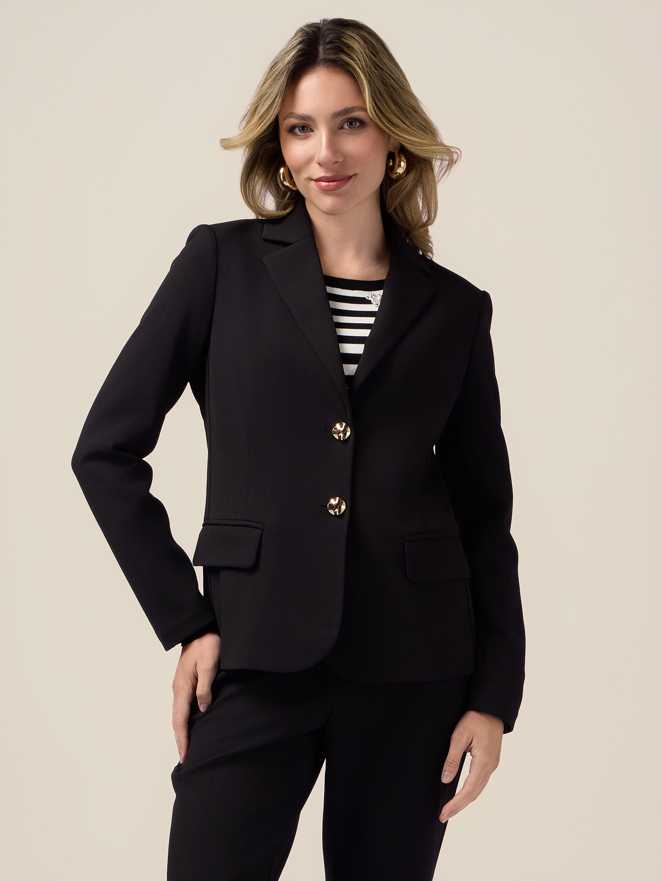 Blazer jacket in scuba crepe fabric image number 0