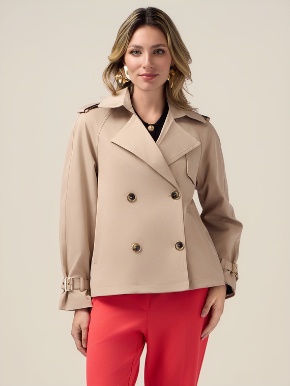 Short double-breasted trench coat