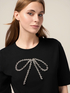 T-shirt with rhinestone bow image number 2