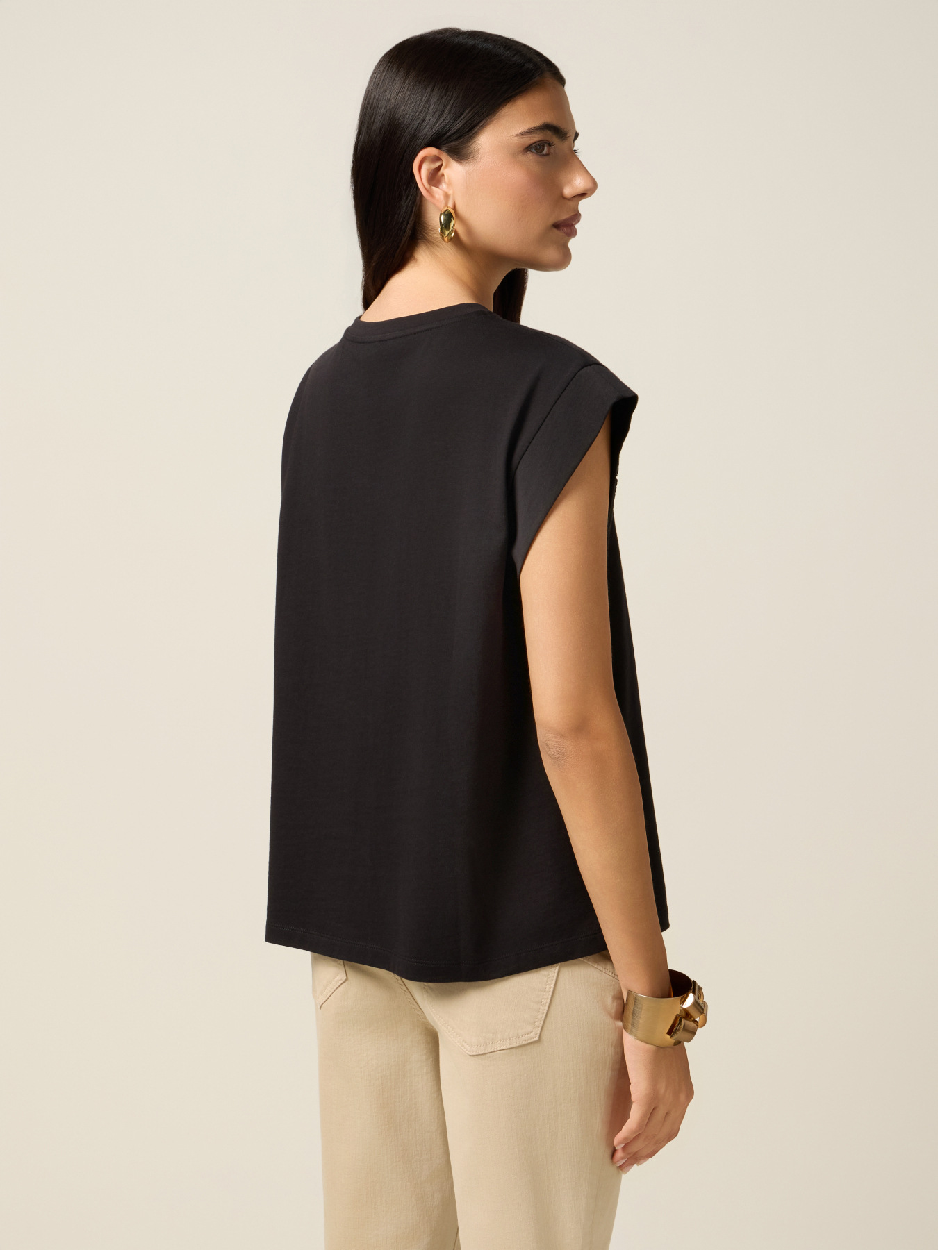 Jersey T-shirt with lace insert image number 1