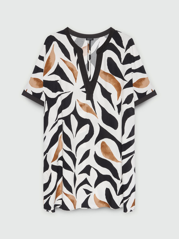 Bluse mit Blätterprint