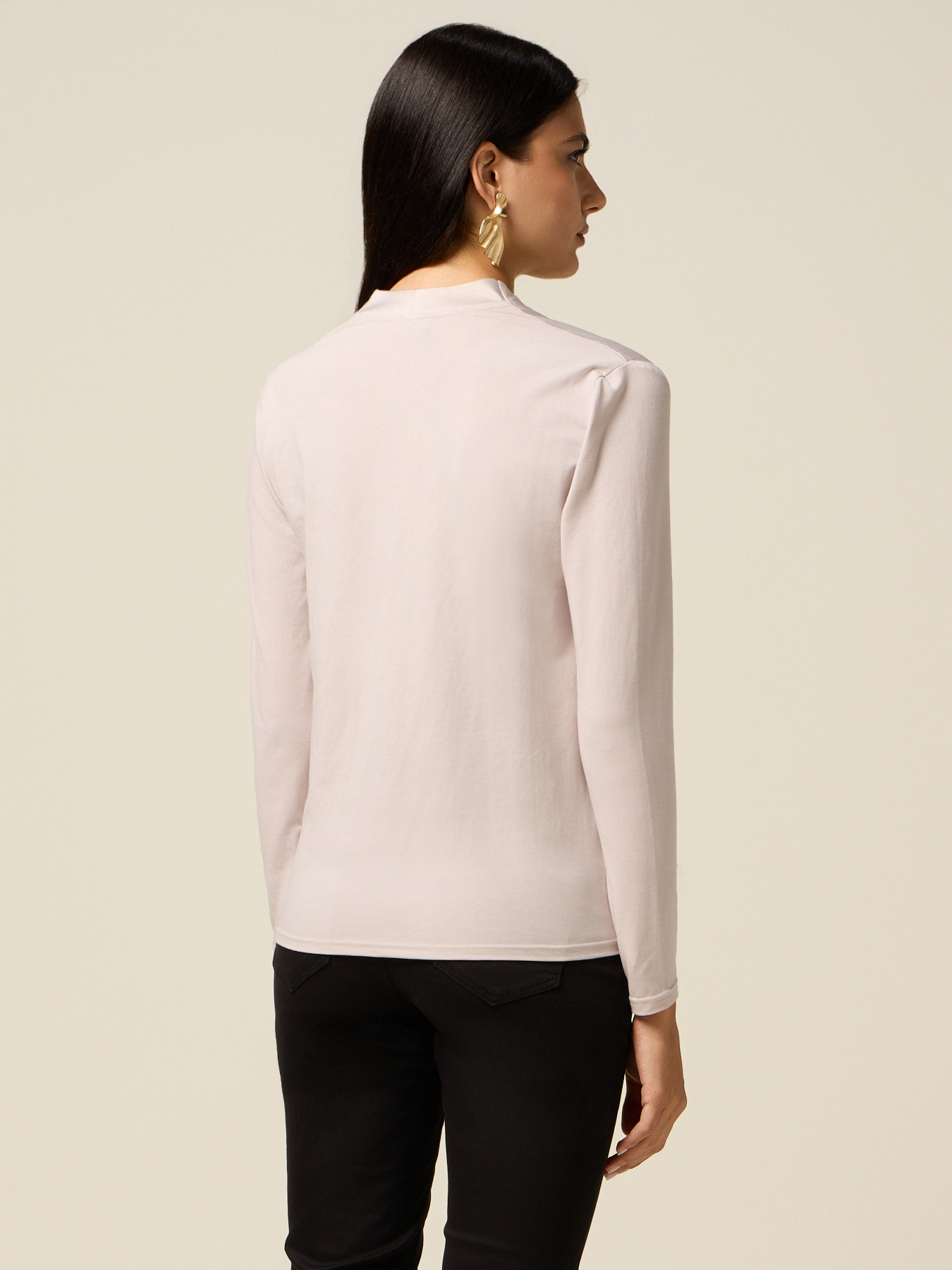 T-shirt bimatière avec col en V image number 1