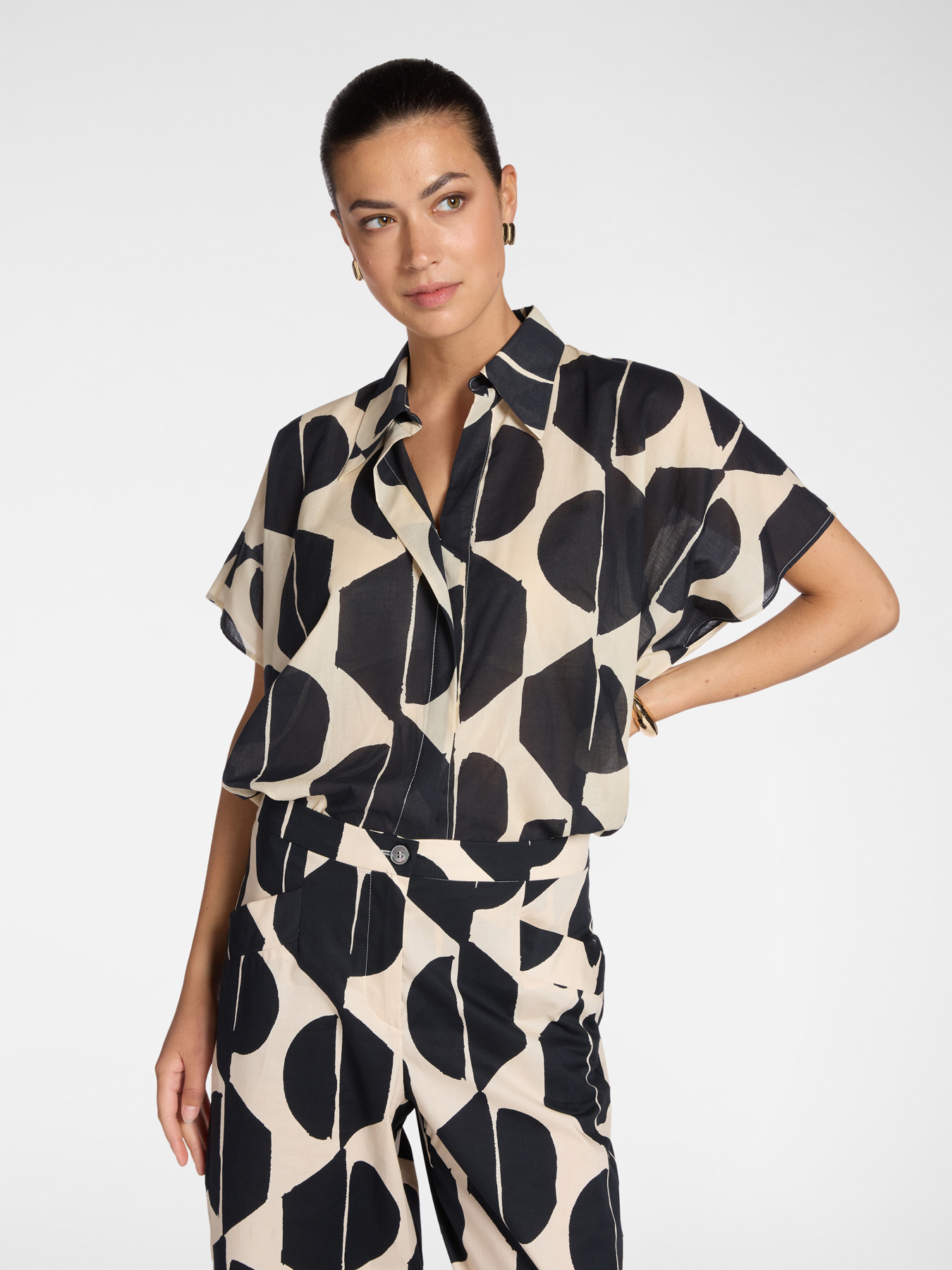 Camicia in mussola cotone stampata image number 0