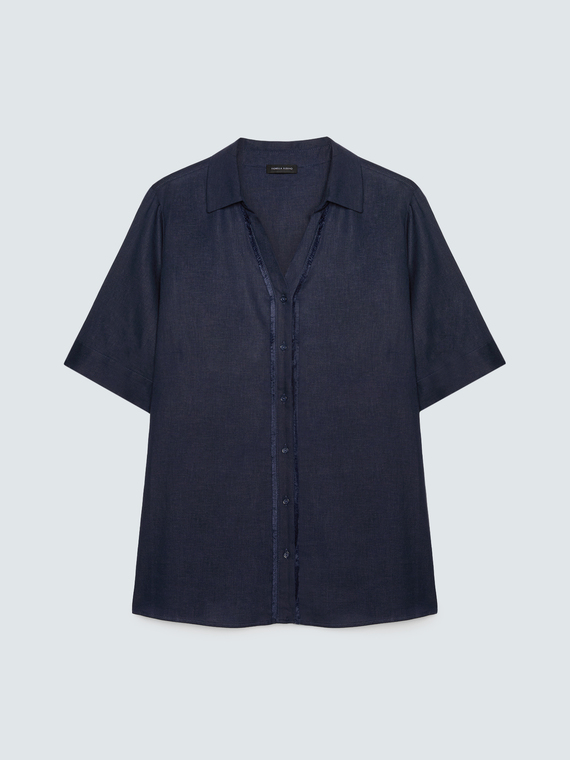 Camisa boxy en mezcla de lino y viscosa